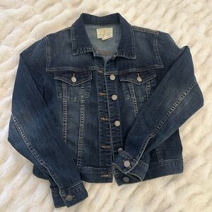 Caslon Dark Wash Denim Jacket- slightly cropped: size XS